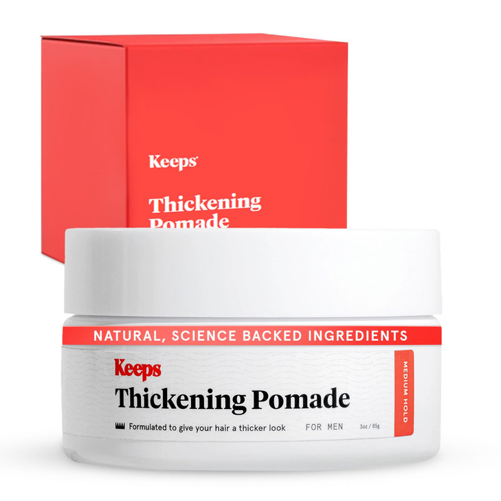 Keeps Matte Thickening Hair Pomade for Men - All-Day Medium Hold Styling Pomade with Natural Ingredients for Visibly Thicker, Fuller Hair - Biotin, C