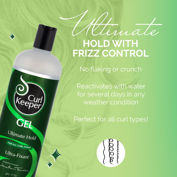 Curl Keeper Ultimate Hold Hair Gel, 1L - Frizz-Free Hair Styling Gel for Men & Women - Light-Weight Formula Holds Curls with No Product Build Up - Wa