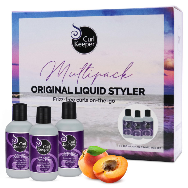 Original Curl Keeper Travel (Carry-On Approved) Multi-Pack, Anti-Frizz Curl Defining Hair Styler (3 x 100ml) - Curl Definer Liquid Gel - Wavy & Curly