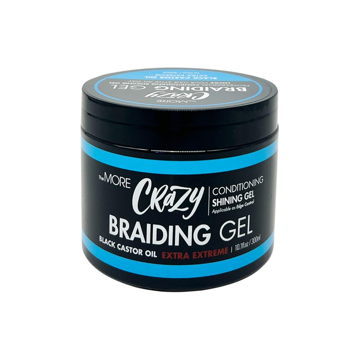 The MORE Crazy Conditioning Shining Braiding Gel, Extra Extreme Hold for All Hair Types, 10.1 Fl Oz, Clear Styling Gel, Nourishes Scalp, Promotes Hai