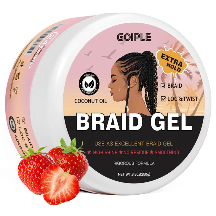 Braid Gel Good for Twist, Locs, Braids, Edge No Flake Extra Hold High Shine Braiding Gel & Edge Control, Loc Gel Long Lasting for Locks, Cornrows Smo