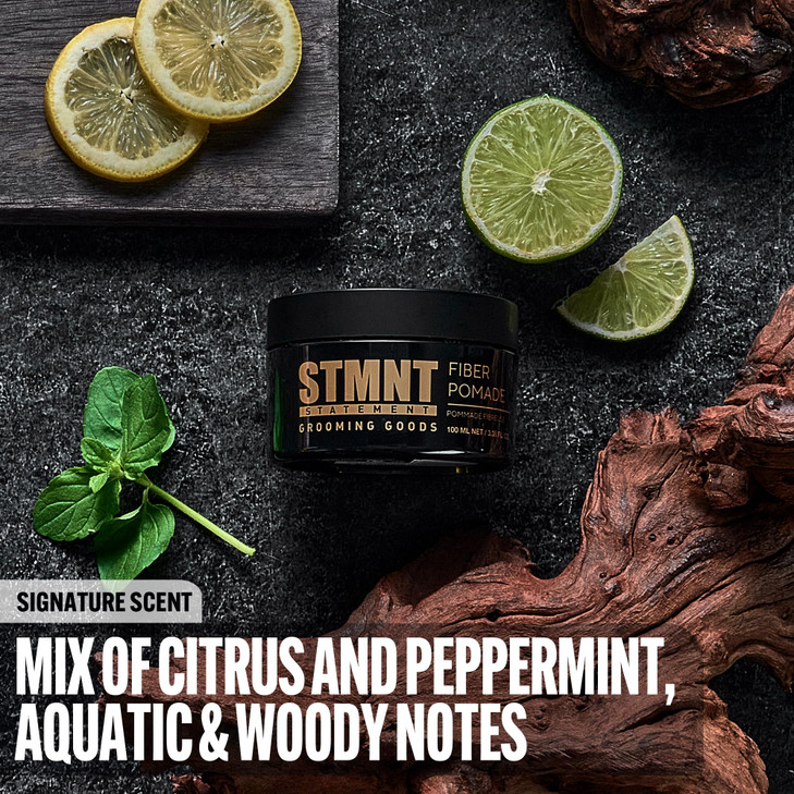 STMNT Grooming Goods Fiber Pomade, 3.38 oz | Semi-Matte Finish | Strong Control | Easy To Wash Out