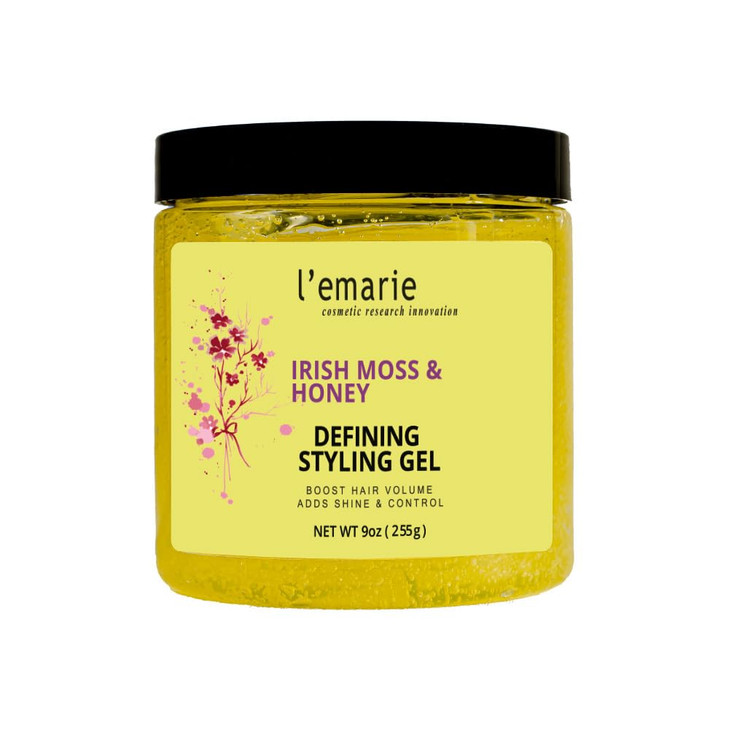 L'emarie Defining Styling Gel with Irish Moss & Honey for Curvy, Wavy & Straight Hair - Long-Lasting Hold, No Stickiness, Non- Flaking, Alcohol-Free