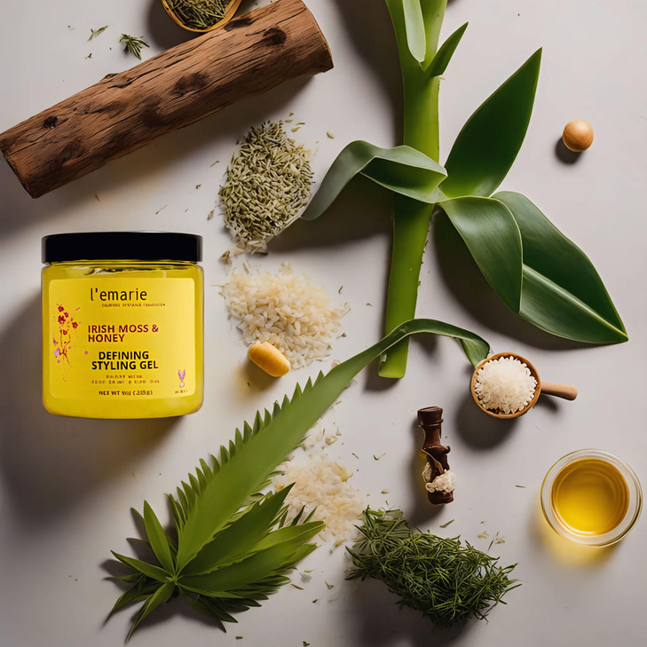 L'emarie Defining Styling Gel with Irish Moss & Honey for Curvy, Wavy & Straight Hair - Long-Lasting Hold, No Stickiness, Non- Flaking, Alcohol-Free