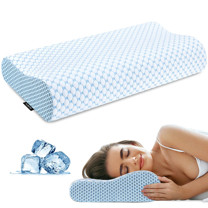 Cervical Pillow for Neck Pain Relief, Contour Memory Foam Pillows for Sleeping, Odorless Ergonomic Pillow Adjustable Orthopedic Cooling Pillow Bed Pi