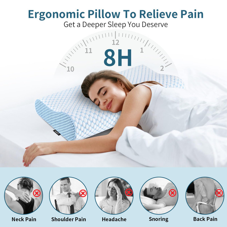 Cervical Pillow for Neck Pain Relief, Contour Memory Foam Pillows for Sleeping, Odorless Ergonomic Pillow Adjustable Orthopedic Cooling Pillow Bed Pi