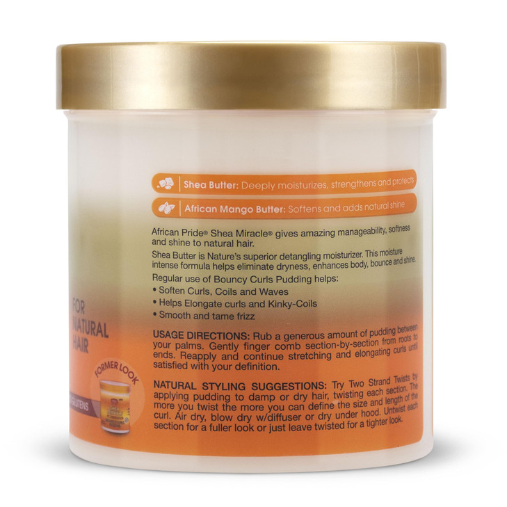 African Pride Shea Butter Miracle Bouncy Curls Pudding 15 Ounce Jar (443ml) (2 Pack)