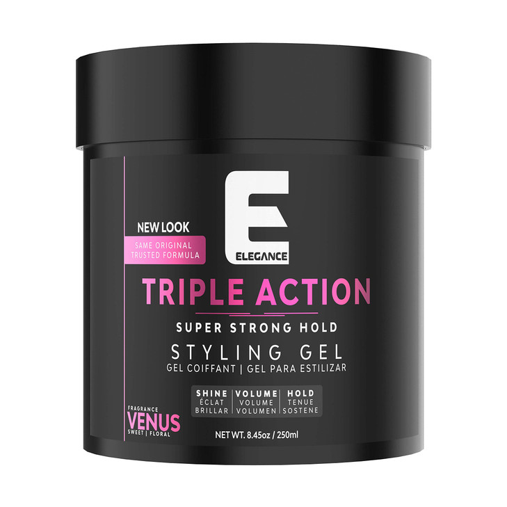E Elegance Venus Fragrance Triple Action Hair Gel for Men And Women - Super Strong Hold, Extreme Volume, And Long Lasting Shine - Flake Free And Refr