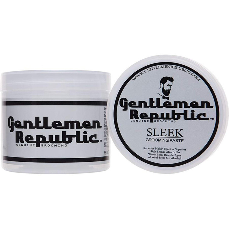 Gentlemen Republic Sleek Grooming Paste - 8oz: Professional Water-Based Formula with High Shine Finish and Superior Hold. Alcohol-Free and Made in Th