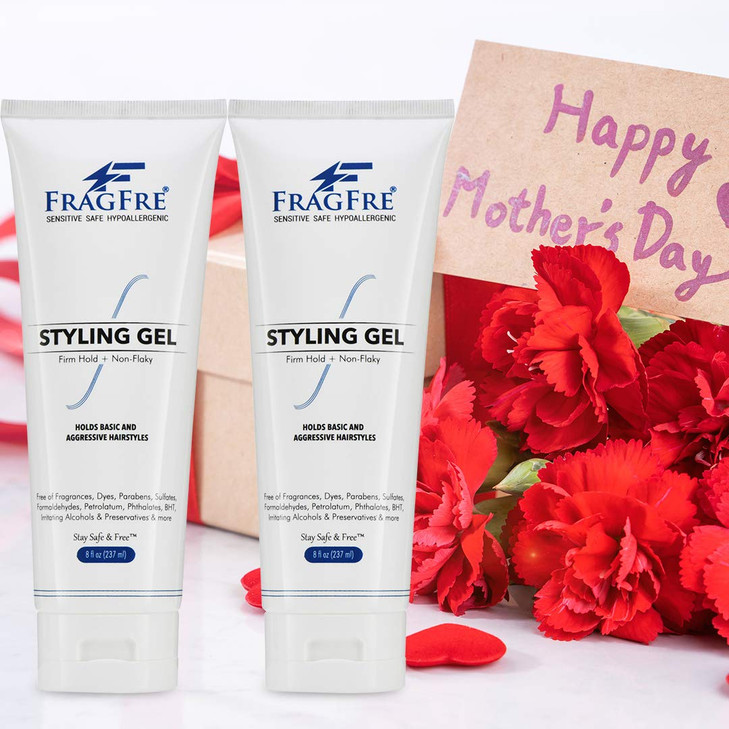 FRAGFRE Firm Hold Hair Gel Fragrance Free 8 oz - Strong Styling Gel for Aggressive Hair Styles - Paraben Free Hypoallergenic Sensitive Formula - Non-