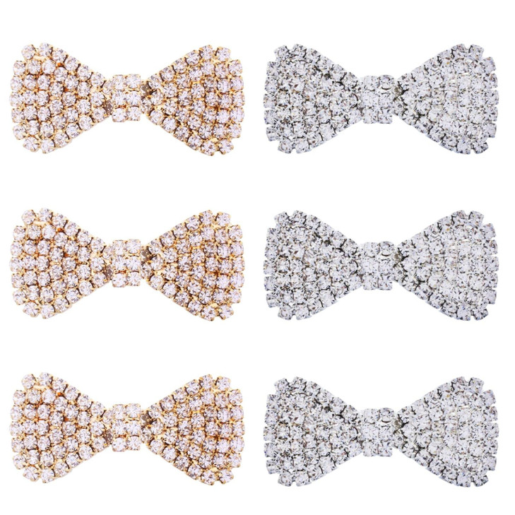 HomeSoGood 6 Pcs Bow Rhinestone Crystal Hair Clips, Hair Bow Barrettes Accessories for Women Girls