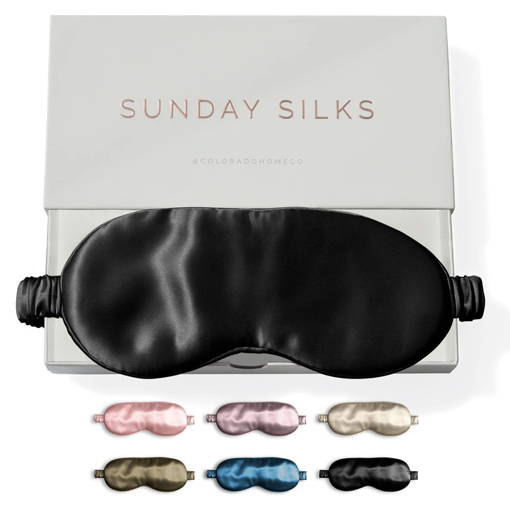 SUNDAYSILKS Exclusive Mulberry Silk Sleep Mask | Soft Eye Covers, Blackout Sleeping Mask for Women & Men | Silk Eye Mask for Sleep, Travel, and Rela