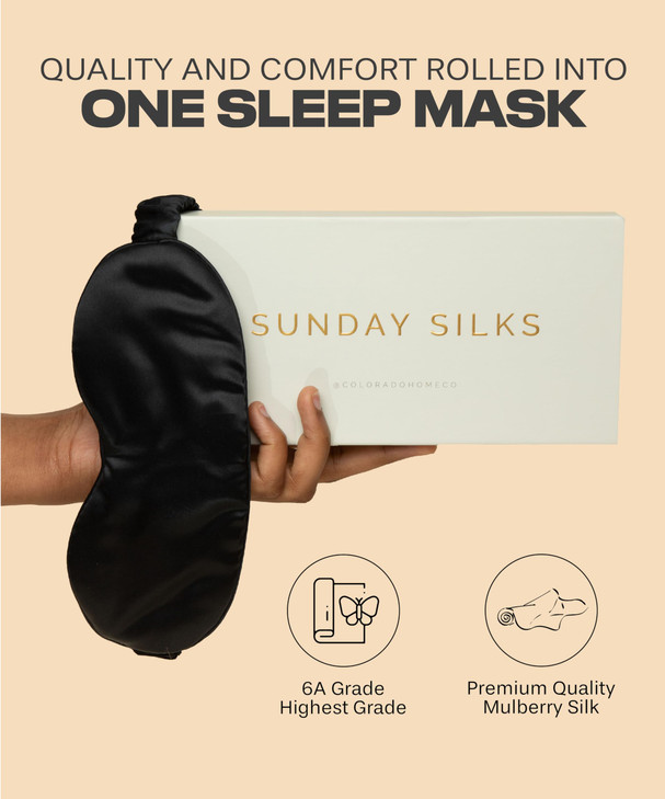 SUNDAYSILKS Exclusive Mulberry Silk Sleep Mask | Soft Eye Covers, Blackout Sleeping Mask for Women & Men | Silk Eye Mask for Sleep, Travel, and Rela