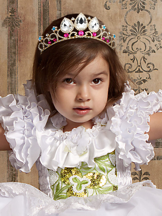 SWEETV Girls Rapunzel Tiara for Little Girls Birthday Party and Costume, Multicolored Crystal Princess Crowns Headband for Kids Toddler, Stunning Wed