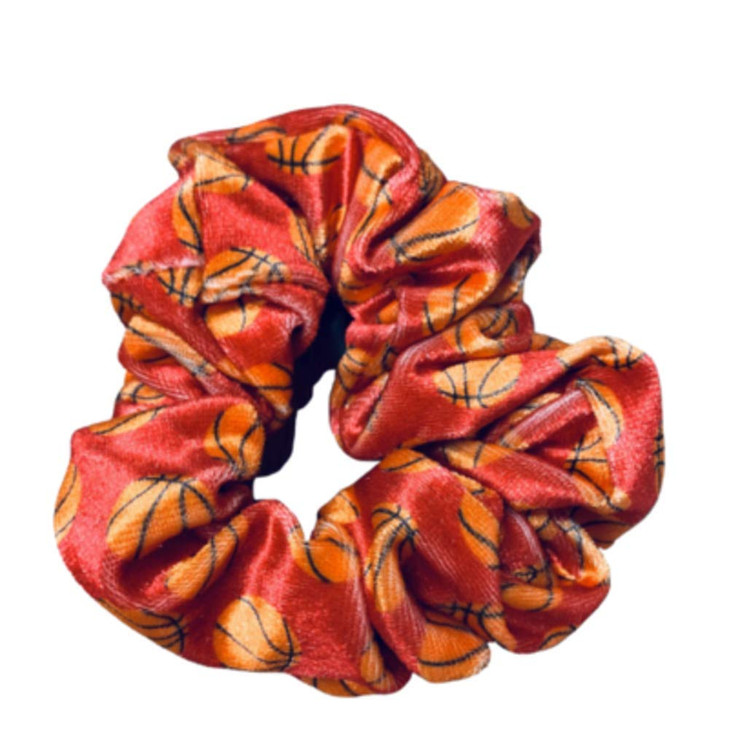 Infinity Collection - Basketball Scrunchies (Red) - No-Crease & Tangle, Premium Velvet Hair Accessories - For All Hair Types - Gifts for Sports Fan