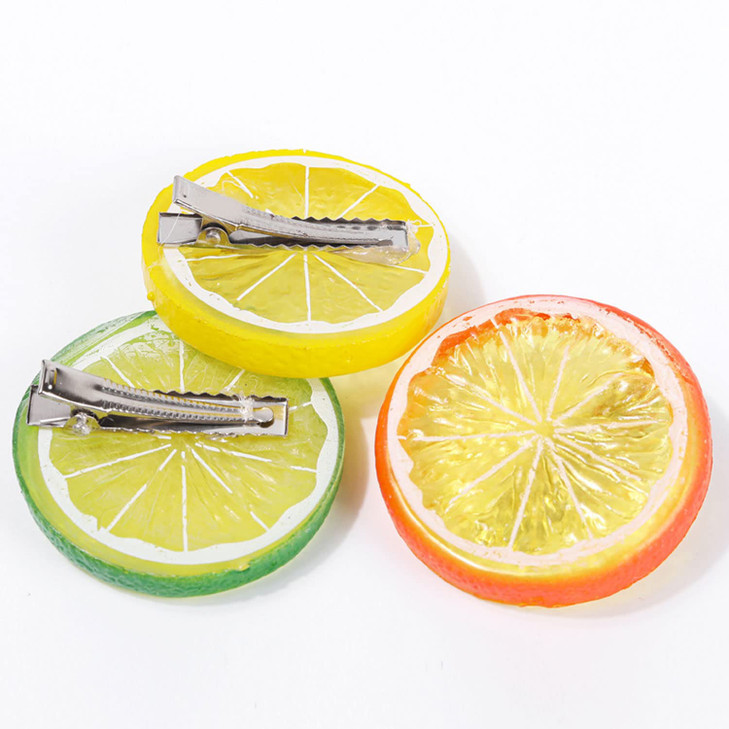 Cute Lemon Fruit Hair Barrettes, Realistic Hairpins for Toddler Girls - Christmas Hair Accessories
