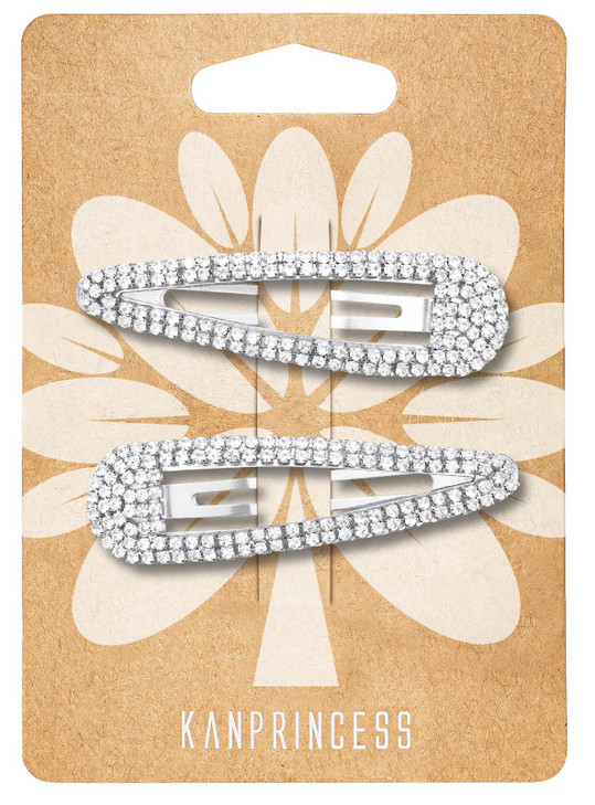 KANPRINCESS Hair Clip, 2Pcs 2.4Inch Rhinestone, Silver, Hair Barrettes for Women Girls Bridal, Wedding, Party, Prom