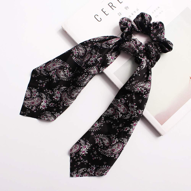 Assorted Paisley Print Scrunchies for Women and Girls - 8 Pcs Silk Hair Ties, Soft Elastic Ponytail Holders (Colorful)