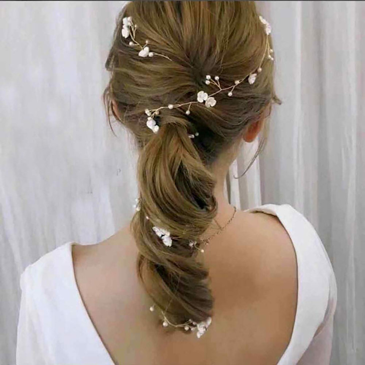YERTTER Floral Wedding Bridal Crystal Handmade Headbands for Wedding Party Beads Hair Vine Bridal Hair Accessories for Women and Bride (Silver)