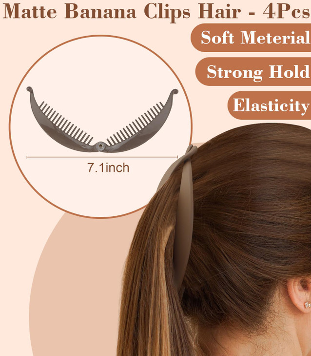Hapdoo Hair Clips, 4PCS Banana Clips for Thick Thin hair, Matte Banana Hair Clips, Strong Hold Ponytail Bun Holder, Hair Barrettes Styling Accessorie