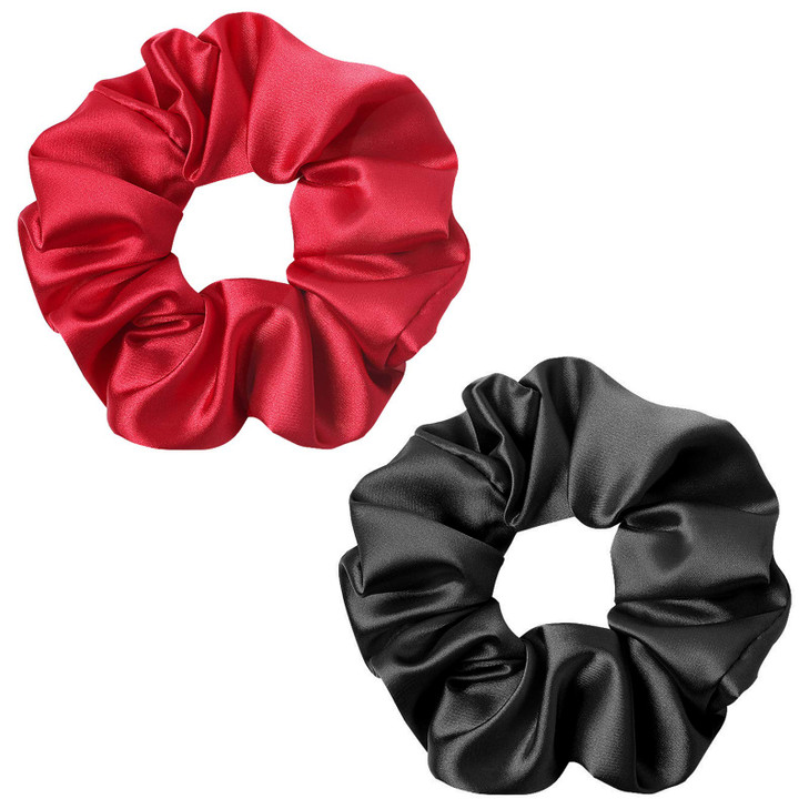 Silk Hair Scrunchies Black Red for Women Girls Curly Thick Hair Big Mulberry Silky Sleep Scrunchy Satin Elastic Hair Tie Bands Fashion Ponytail Holde