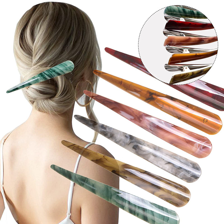 Large Metal Duckbill Hair Clips for Women - 6 Pieces, 5.5 Inch Long Non-Slip French Twist Clips, Chic Alligator Styling Clips for Thick Long Hair