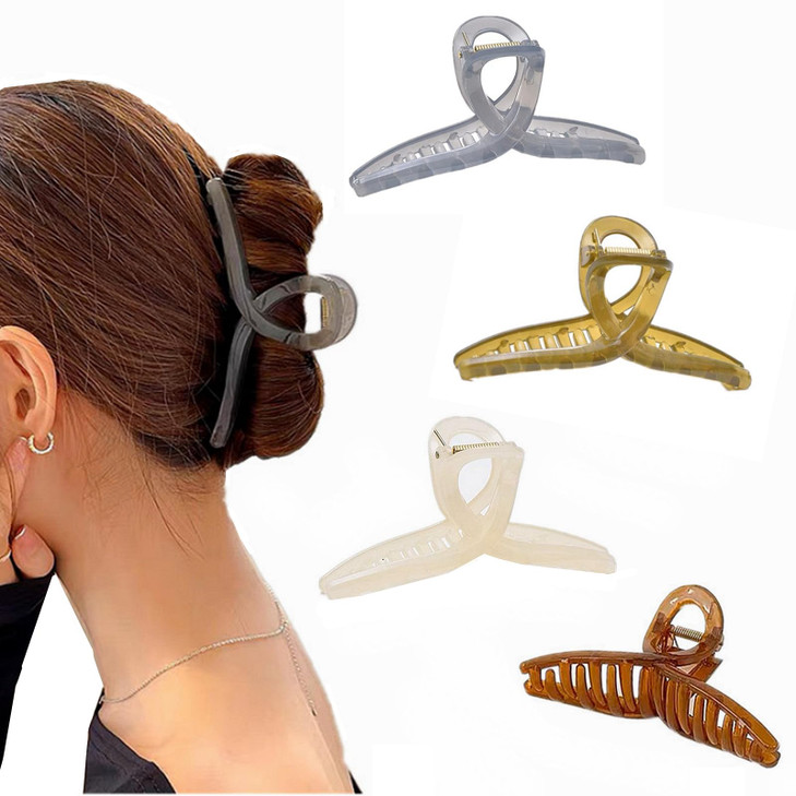 MirthCity 4 Pcs Large Hair Claw Clips for Thick Hair Jelly Clip Elegant Banana Hair Clips for Women Non-Slip Barrette Hair Clips Hair Accessories for