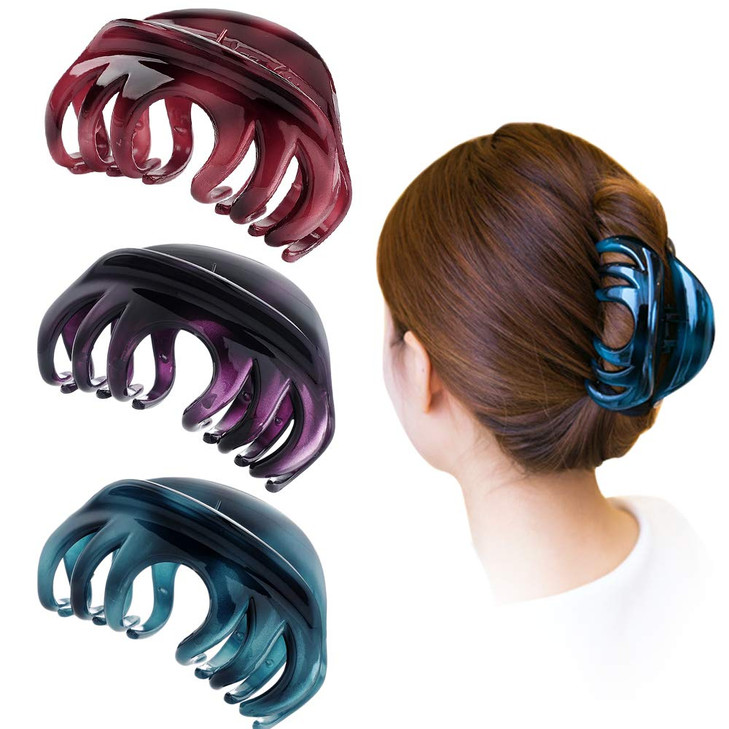 DINPREY 4 Inch Pretty Hair Clip, thick hair clips, Hair Claw for Women large claw, Hair Grip for Thick Hair, hair clips for long thick hair (Purple &