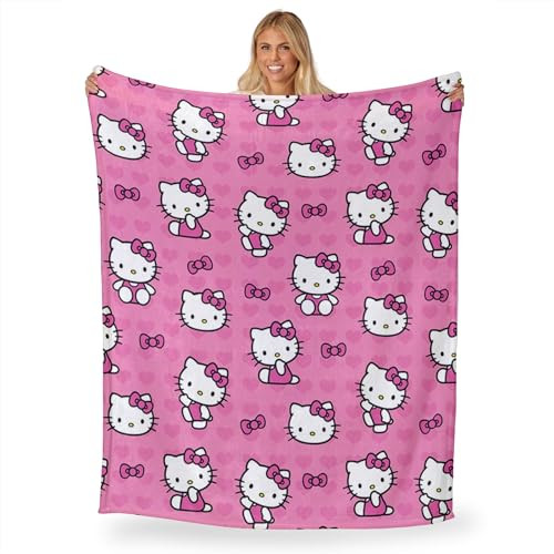 Northwest Hello Kitty Silk Touch Throw Blanket, Soft, Cozy, 50 x 70 Inches, I Love Pink Design