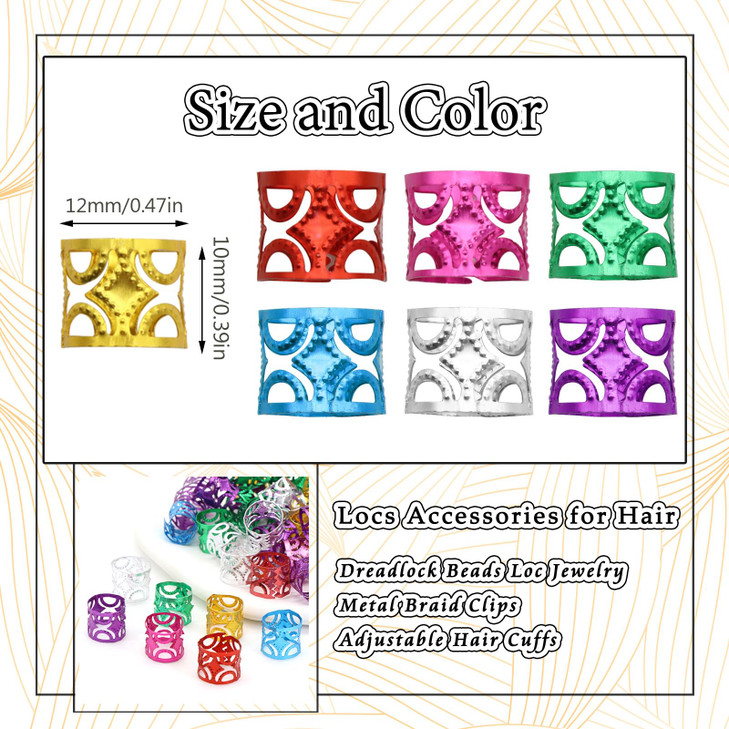 NAISKA Mutil Colors Hair Jewelry for Braids Dreadlocks Accessories Braid Beads Clips Metal Hair Rings Cuffs Loc Jewelry for Women or Men Beard Clips