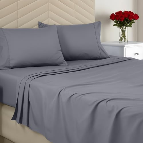 Utopia Bedding Queen Sheet Set  Brushed Microfiber  Ultra Soft Bed Sheets for Queen Size Bed Set  Deep Pocket, Wrinkle & Fade Resistant  Includes