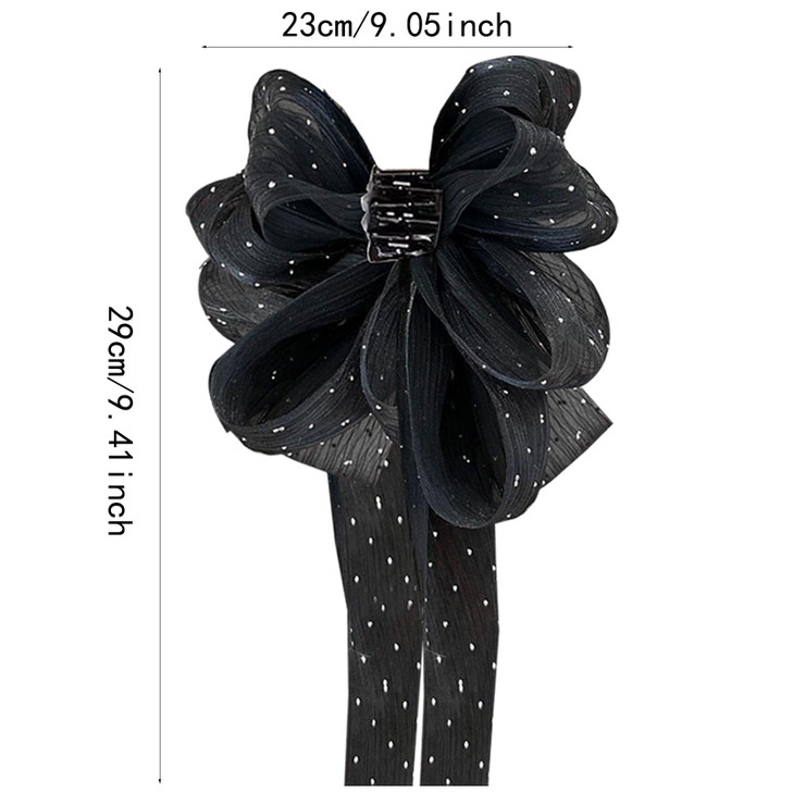 Jaczora 2 PCS Chiffon Silk Hair Clip with Rhinestone, Large Hair Jaw Clips, Fabric Floral Bows Hair Accessories for Women Girls