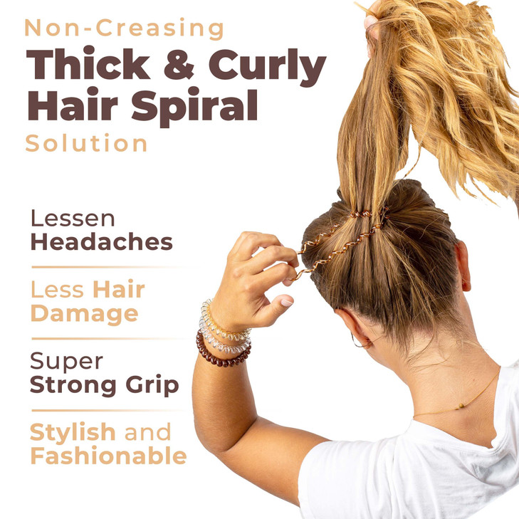 Spiral Hair Ties (10 Pieces), Coil Ponytail Holders for Women's Thick Hair, No Crease Plastic Ties for All Hair Types (Assorted Colors)