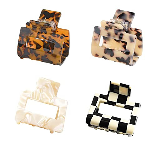 BetterJonny Medium Hair Claw Clips, 4Pcs Acetate Hair Clips Square Hair Jaw Clips Hair Accessories for Women, Tortoise Barrettes