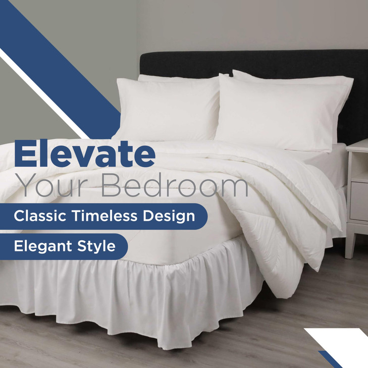 Martex Twin Ruffle Bed Skirt | Easy Fit Bed Skirts | Microfiber Bed Skirt | 15 Inch Drop | Hotel Quality Bedskirt | White