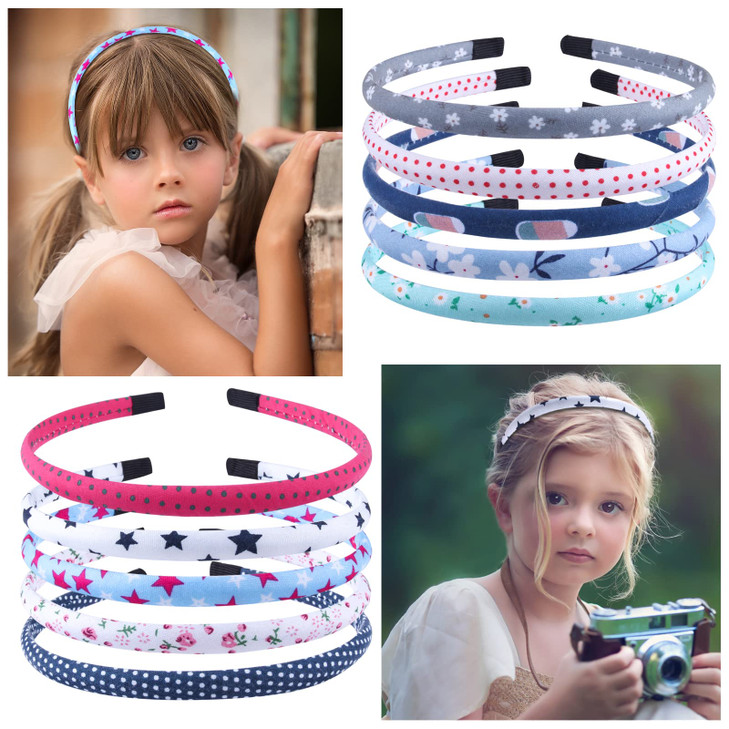 Candygirl Girls Plain Cloth Headbands for Kids - Thin Hair Headbands for Toddlers - Cute Head Bands Gifts