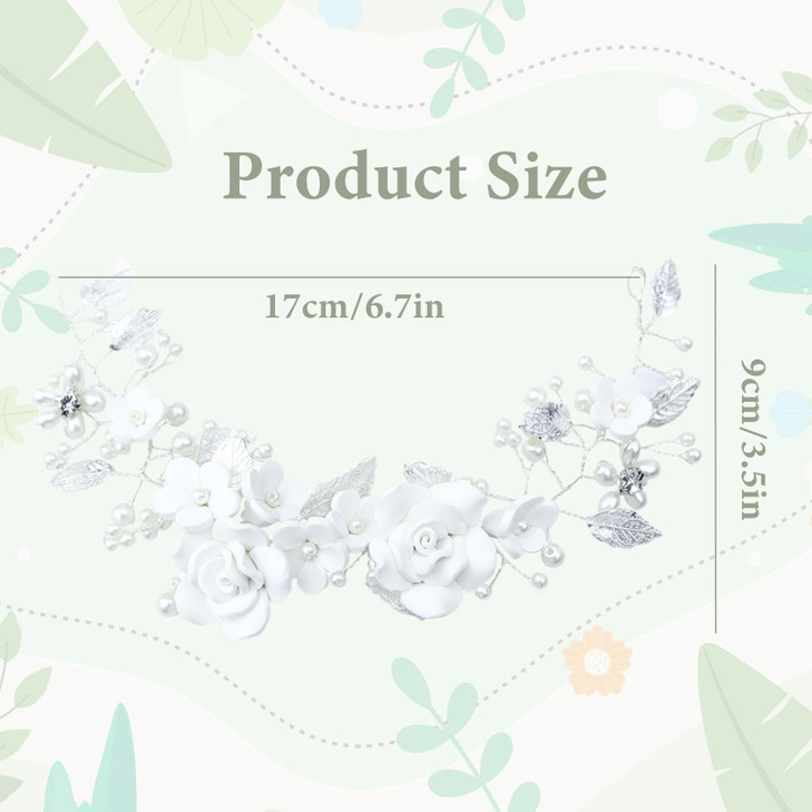 Pearl Bridal Hair Vine with Flowers - Wedding Hair Accessories for Brides, Hair Clips and Vines for Women