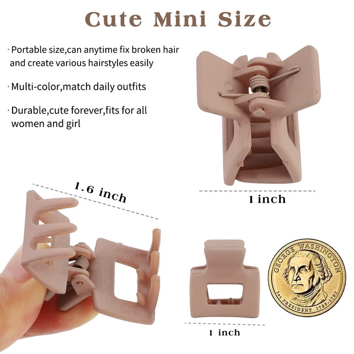 Ahoney 10Pcs Small Hair Claw Clips for Women Girls - Mini Matte Tiny Hair Clips for Thin Thick Medium Hair, Cute Jaw Barrettes with Strong Hold and G