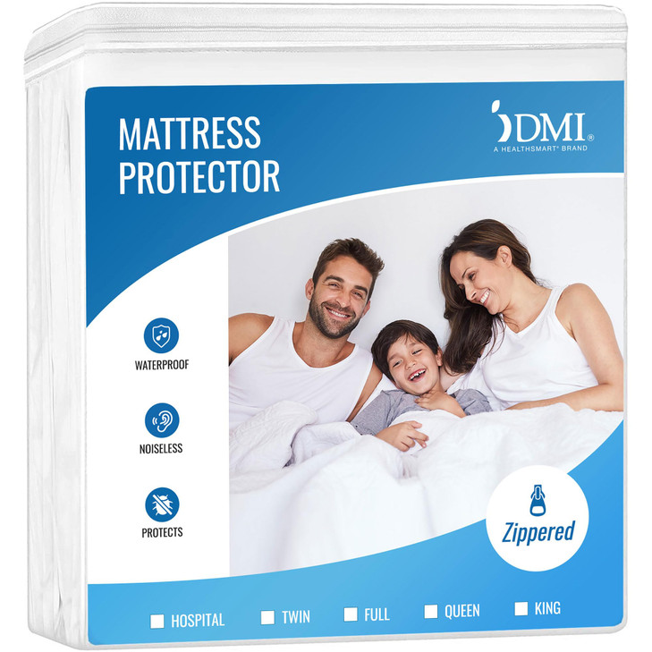 DMI Waterproof Mattress Protector and Mattress Cover, Soft, Encased Zippered Fit, Twin, Packaging may vary