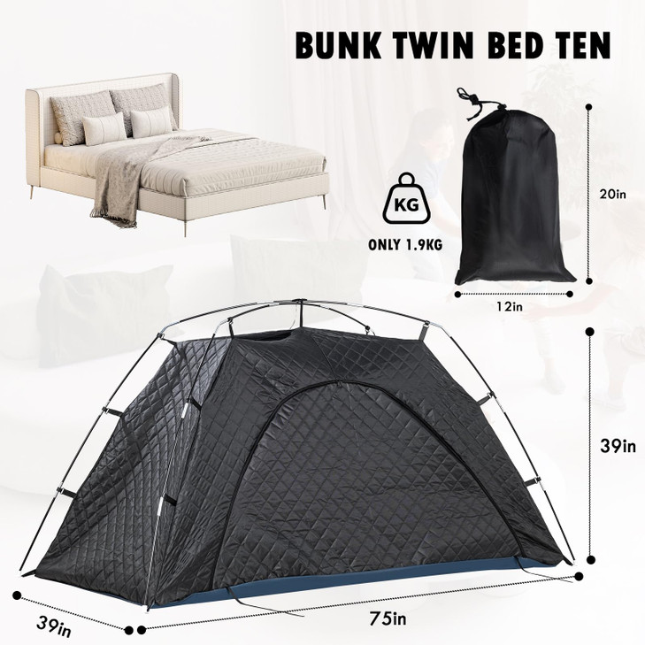 ScheltSchure Bed Tent Bed Canopy Bunk Twin Size for Youth and Kids - Portable and Warm Sleeping Bed Tents 80% Blackout Pocket Inside, Breathable Priv