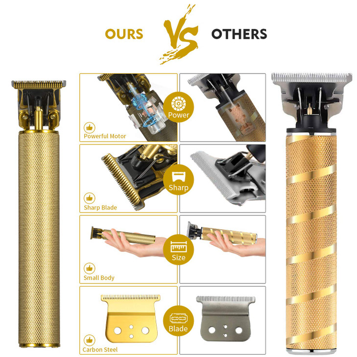 Professional Electric Hair Trimmer, 0mm Baldheaded Hair Clippers for Men Barber Grooming Cordless Rechargeable Close Cutting T-Blade Trimmer Haircutt