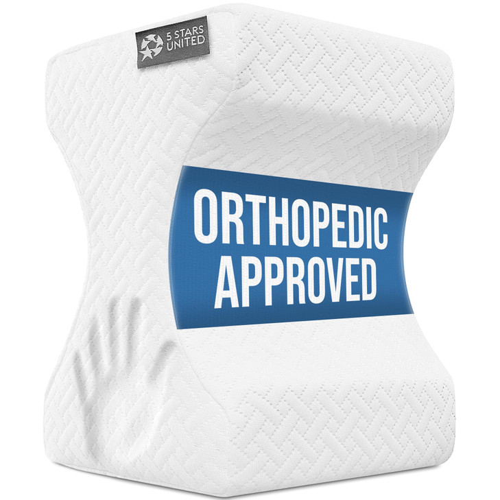 5 STARS UNITED Knee Pillow for Side Sleepers - Hip Pain Relief, Memory Foam Leg Cushion for Side Sleeping - Between Legs Pillow for Sciatica & Lower