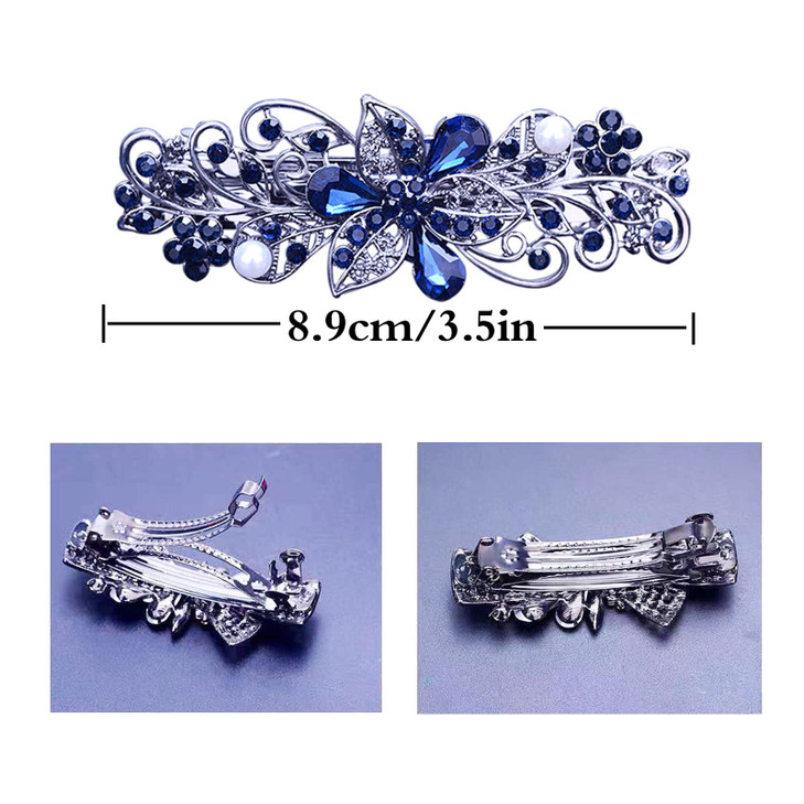 4 PCS Hair Barrettes for Women Ladies, Flower Crystal Rhinestones Barrette Pearl Spring Hair Clip Accessories Women Fashion Ponytail Holders Barrette
