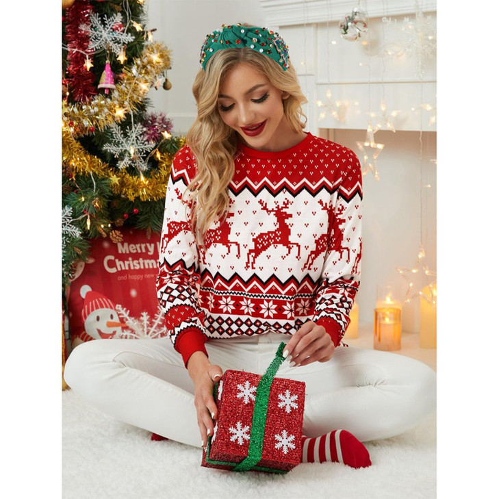 MOLOCH Christmas Headband for Women Beaded Christmas Tree Knotted Headband Red Green Jeweled Crystal Xmas Hairband Headwear Xmas Decorations Hair Acc