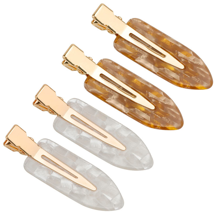 AMCAMI 4 PCS No Crease Hair Clips-No Bend Hair Clips for Styling Acrylic Resin Duck Bill Clips Hair Barrettes for Makeup Application Salon Hairstyle