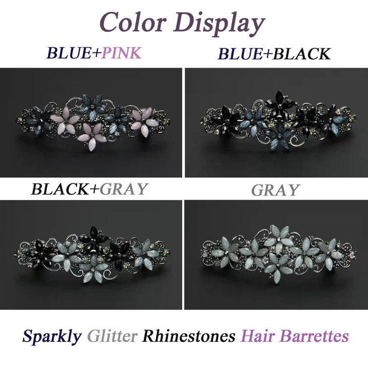 Jakeni Elegant Sparkly Glitter Rhinestones Flowers Hairpins - Vintage French Style Hair Barrettes, Clips and Accessoires for Women