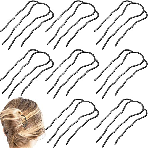 8 Pieces Side Combs, Metal Fork Clip Pins for Buns, 4 Prong Updo U-Shape Sticks for Women Hair Styling Tool Accessories