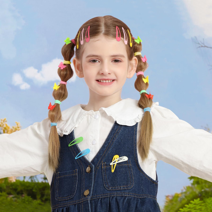 YGDZ Hair Accessories Set: Colorful Rubber Bands, Cotton Hair Ties, Ponytail Holders, Hair Clips with Organizer Box for Girls, Toddlers