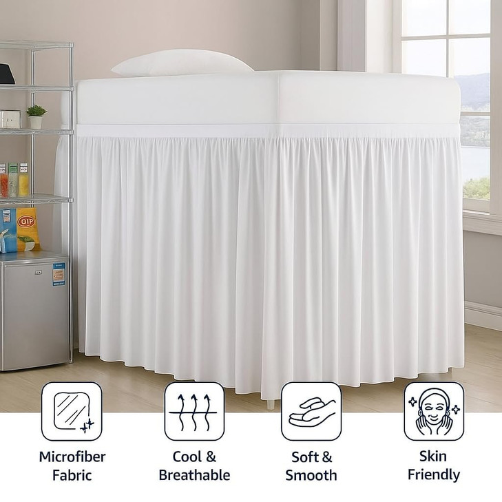 Cottingon Dorm Room Bed Skirt, 100% Microfiber, White, Twin XL-46 Drop