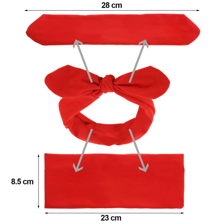 Hicarer 2 Pcs Bandana Headband for Women Retro Cute Cotton Wide Headwrap with Bows Vintage Valentine's Day Custome Accessories Adjustable Rabbit Ear